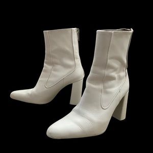 White leather boots